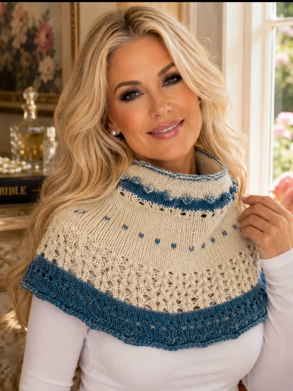 Cowl Infinity Scarf Hand Knits 2 Love Flower Buds Heckwarmer Designer Unique